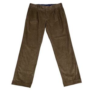 Lauren Ralph Lauren Brown Pleated Courduroy Pants Sz 35 x 30